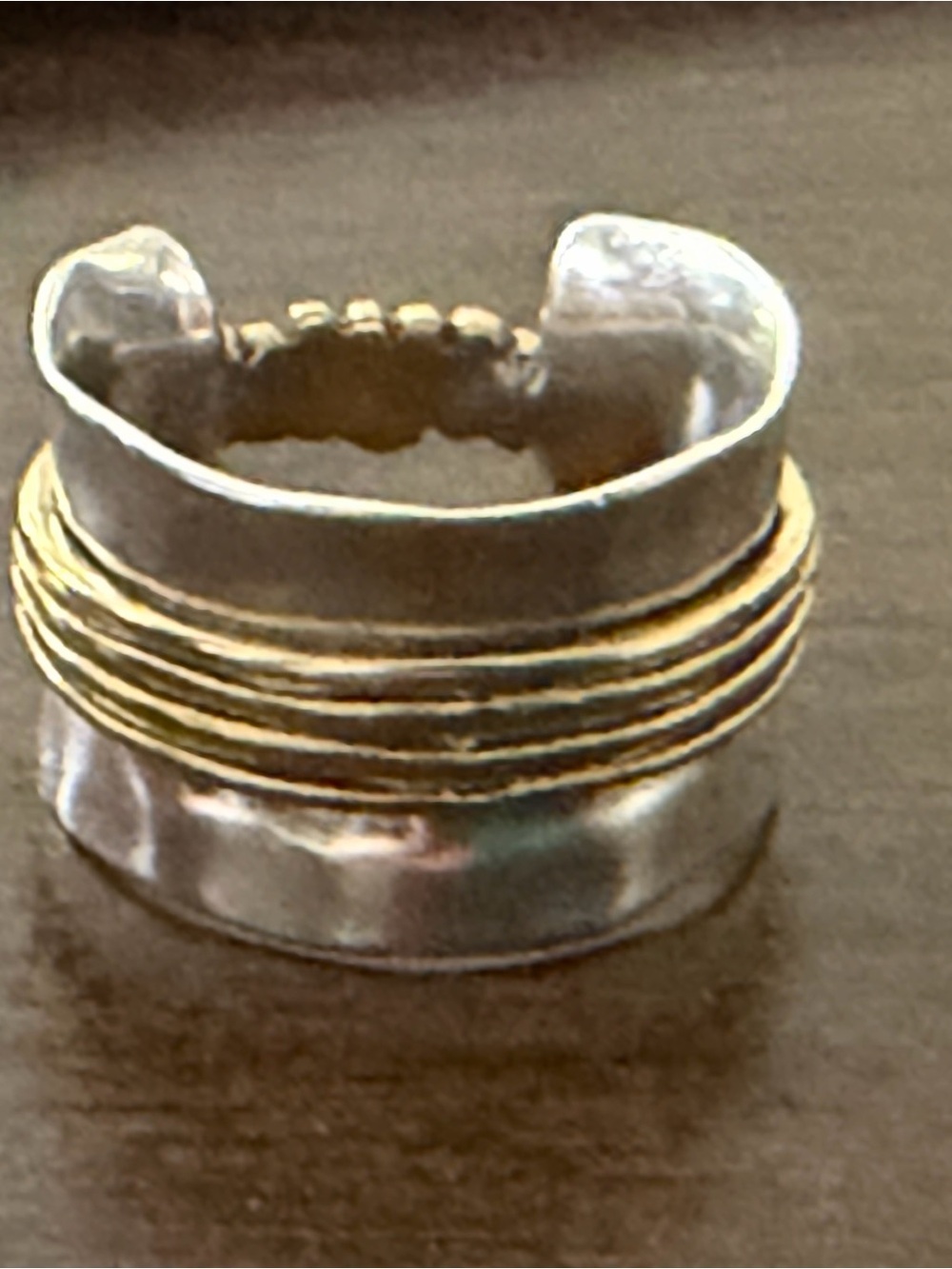 Grace & Heart G&H DOTTED LINE Mixed Metal .925 SS Brass SIZE 6 COLLECTOR R1643
